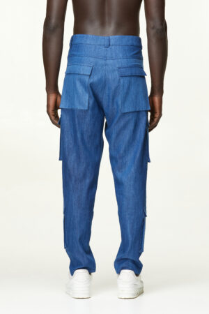 pantalone cargo jeans azzurro uomo amcouture