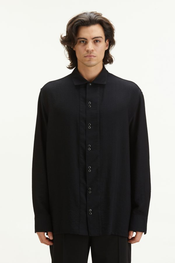 camicia tegal nero uomo amcouture